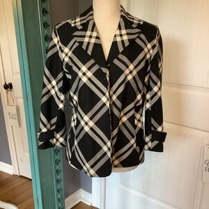 Talbots Black and Cream Checkered‎ Blazer